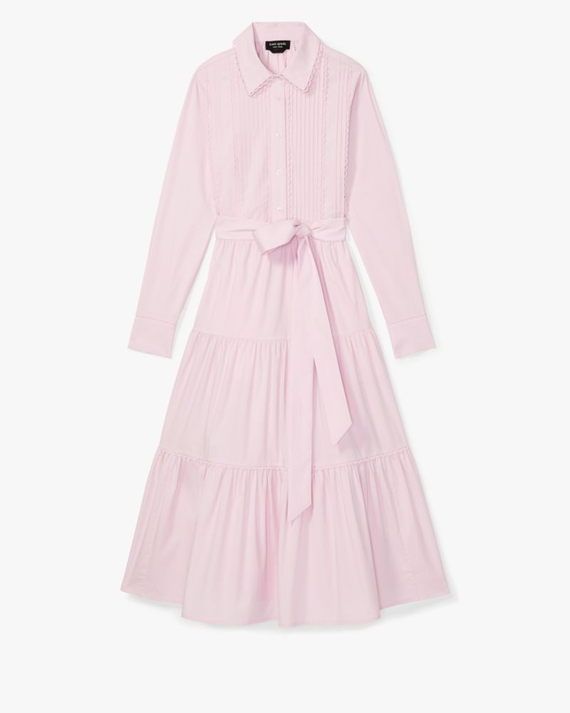 Pintuck Tiered Shirt Dress