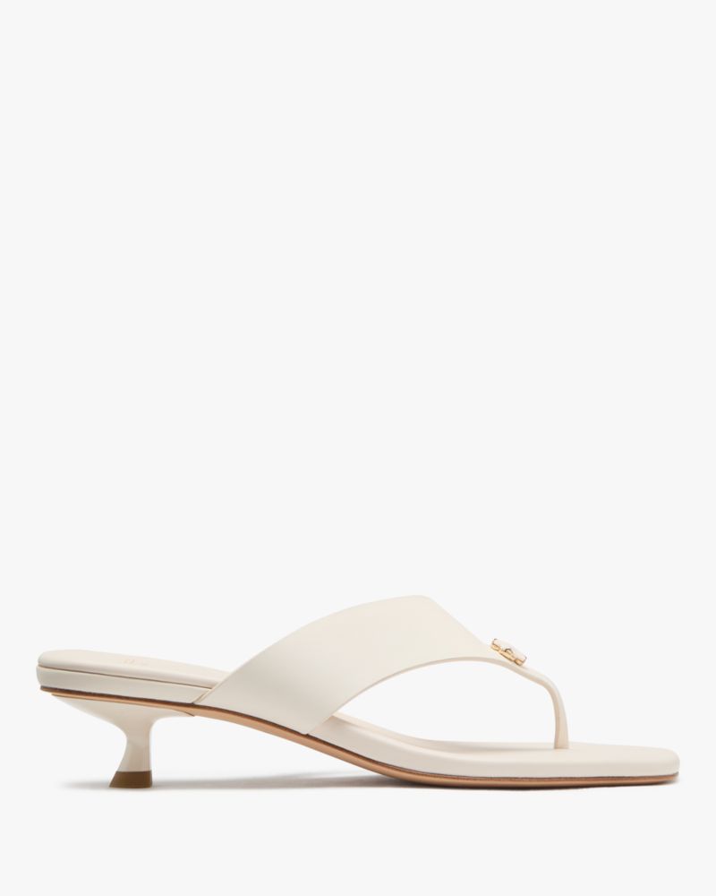 Kate Spade Spade Flower Kitten Heel Sandals In Cream