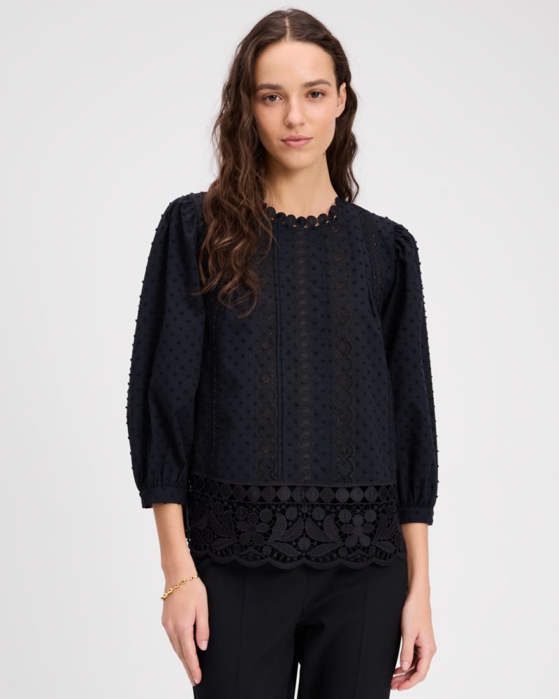 Kate Spade Guipure Lace Trim Blouse