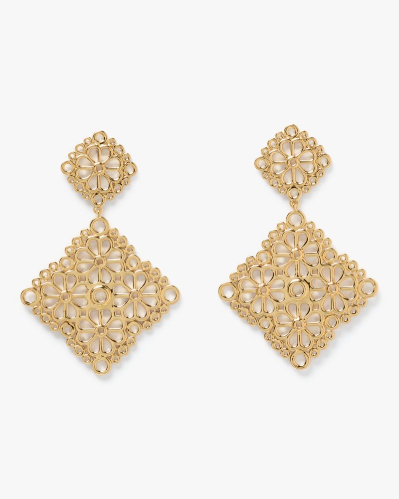 Spade Flower Lace Drop Earrings