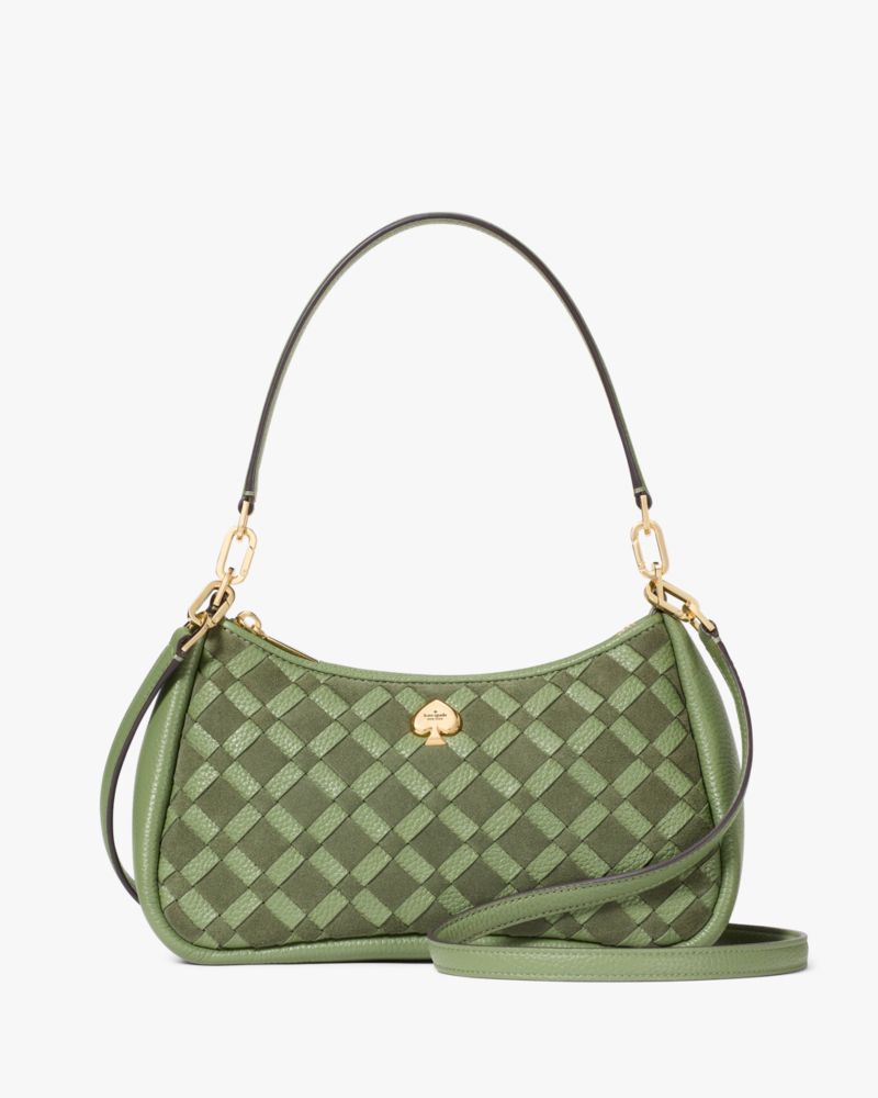 Kate Spade Kayla Woven Schultertasche Aus Leder, Wandelbar, Klein