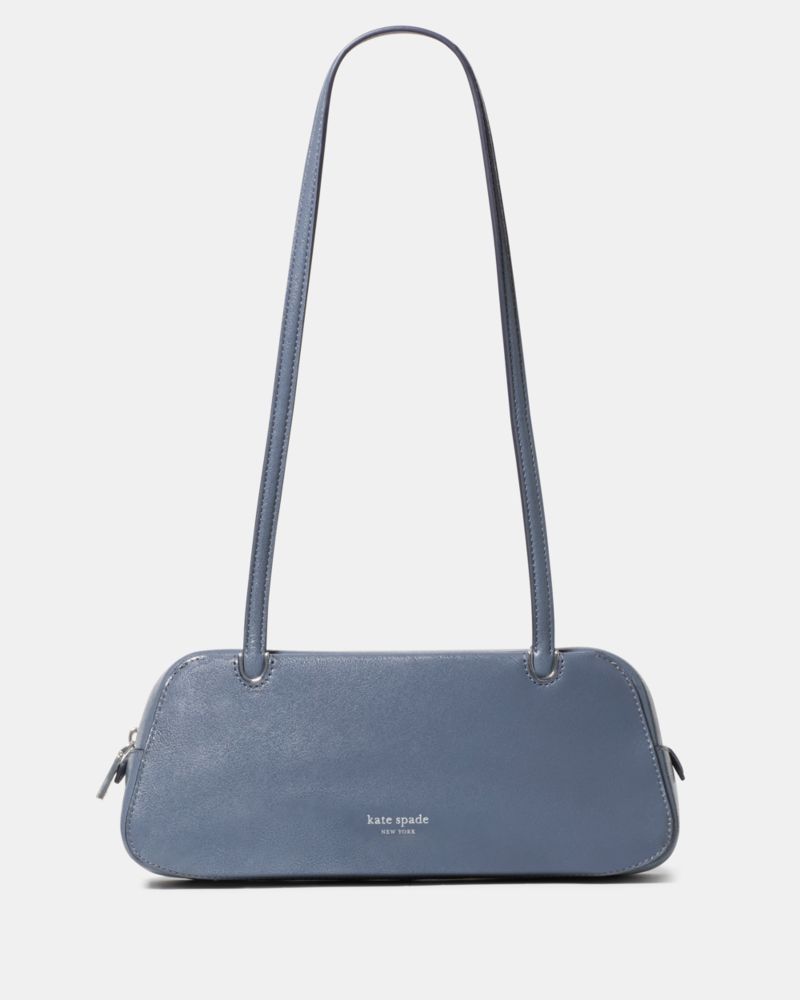 Kate Spade Grace Glazed Leather Shoulder Bag In Gray