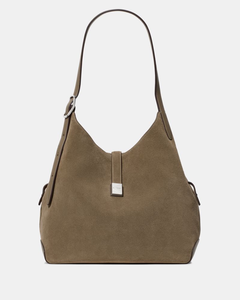 Kate Spade Deco Suede Large Shoulder Bag In Driftwood