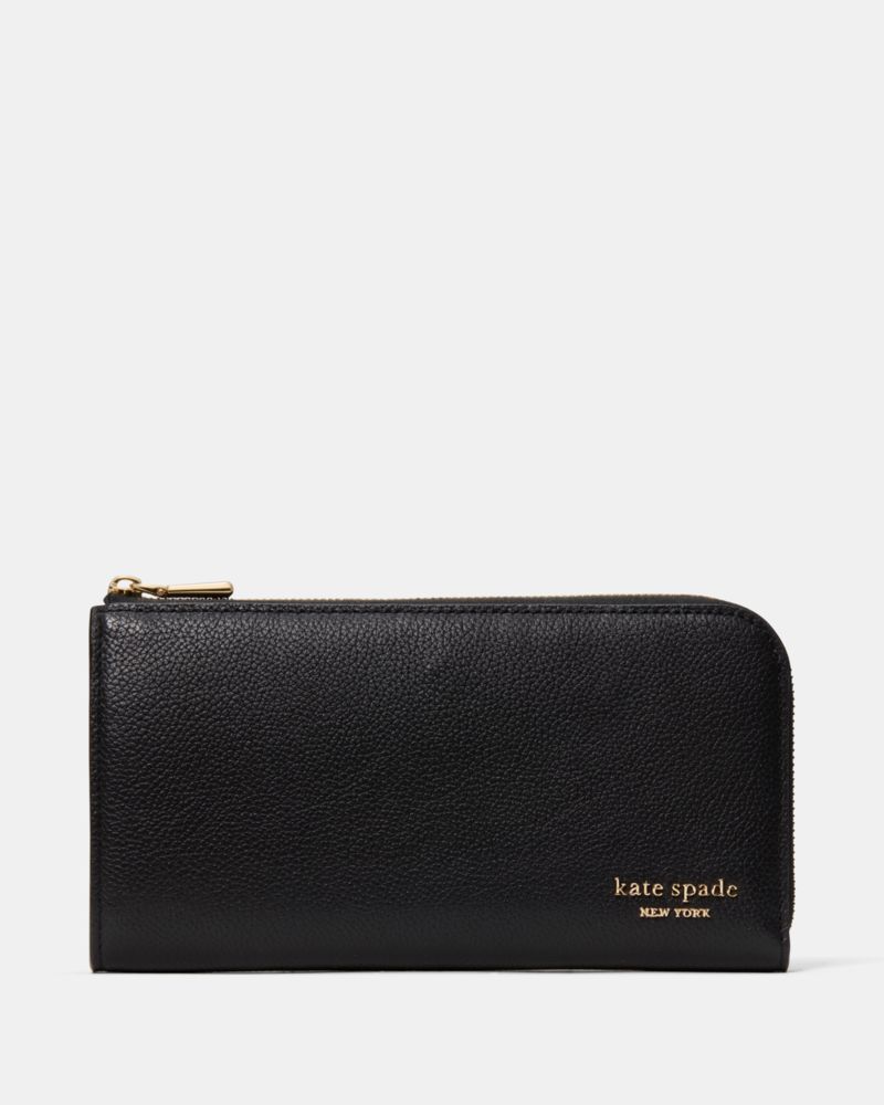 Kate Spade Devin Pebble Zip Around Continental Wallet In Black