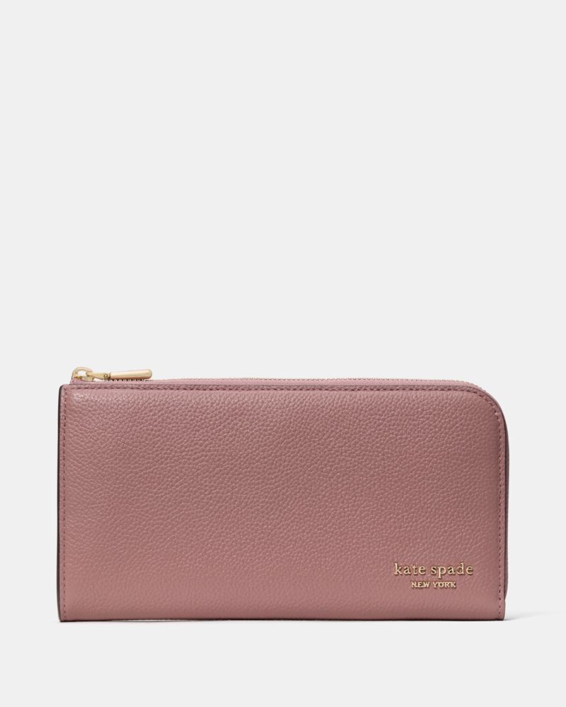 Kate Spade Devin Pebble Zip Around Continental Wallet In Pink