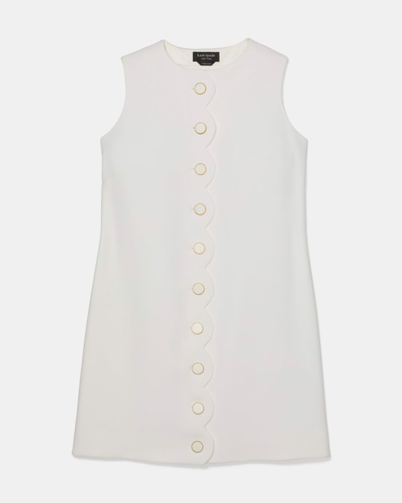 Kate Spade Scallop Shift Dress In White
