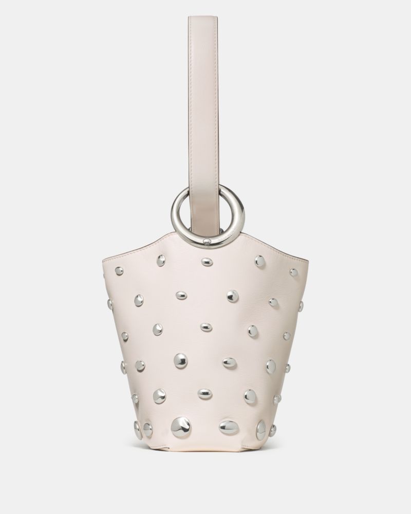 Kate Spade Halo Studded Mini Bucket Bag In White