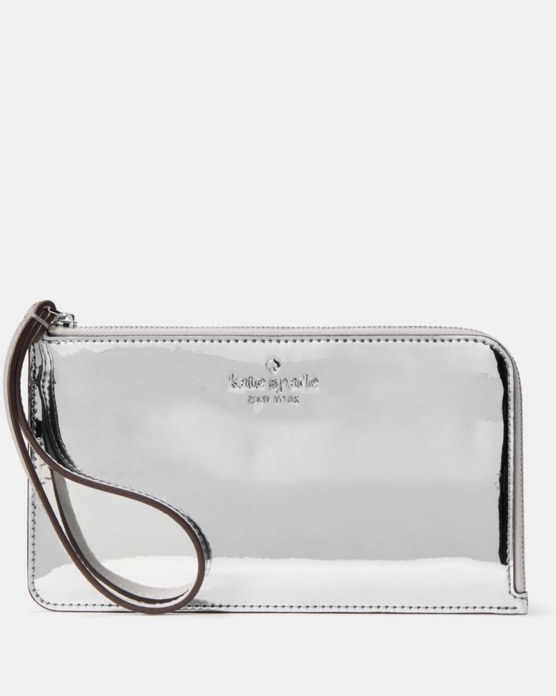 Kate Spade Lucy Mirror Tasche Mit Handschlaufe Und L-Reißverschluss In Metallic-Optik, Mittelgroß
