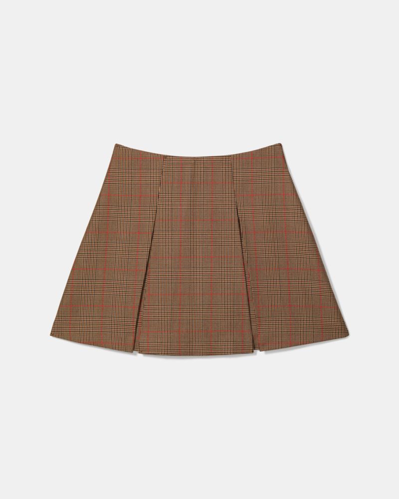 Plaid Box Pleat Mini Skirt