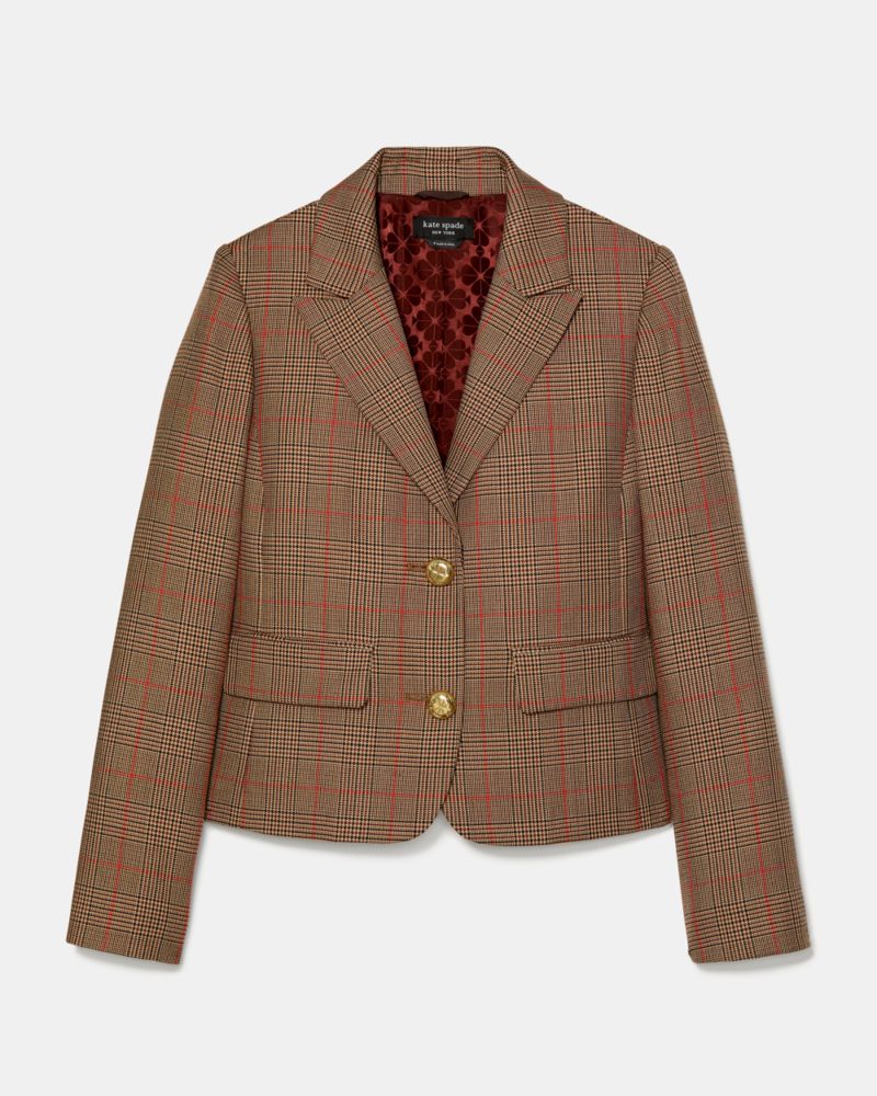 Kate Spade Plaid School Girl Blazer In Brown