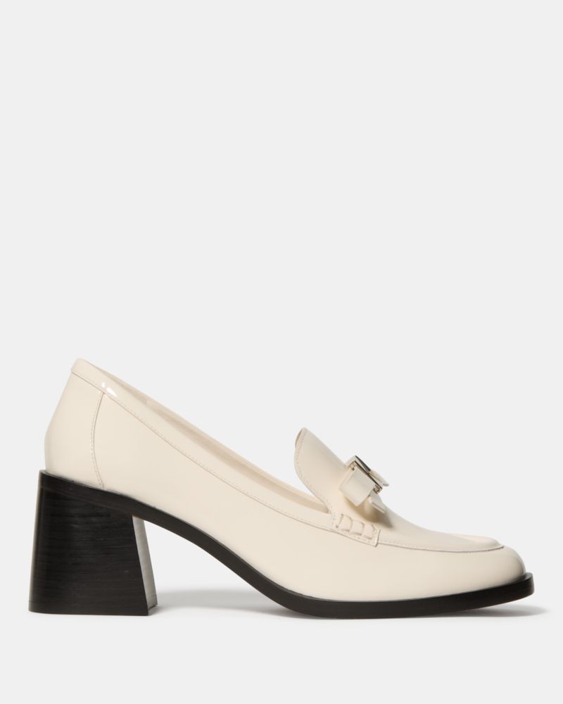 Kate Spade Deco Bow Heeled Loafer In Neutral