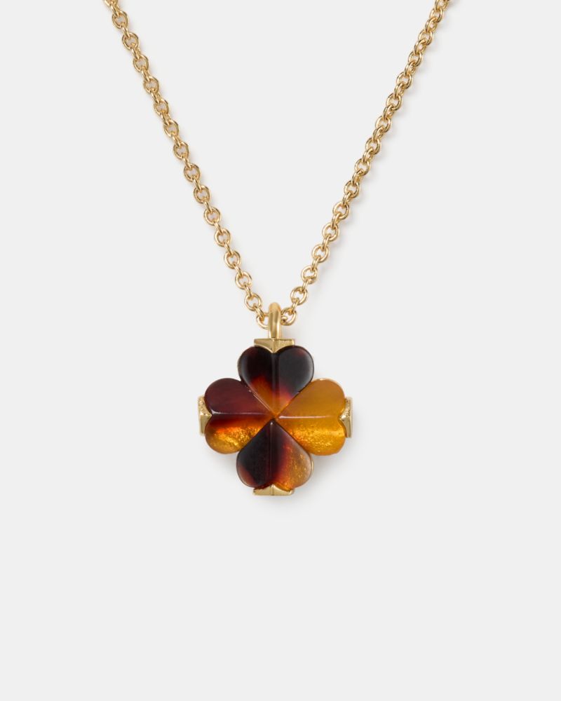 Kate Spade Cubic Zirconia Tortoise Flower Mini Pendant Necklace In Brown