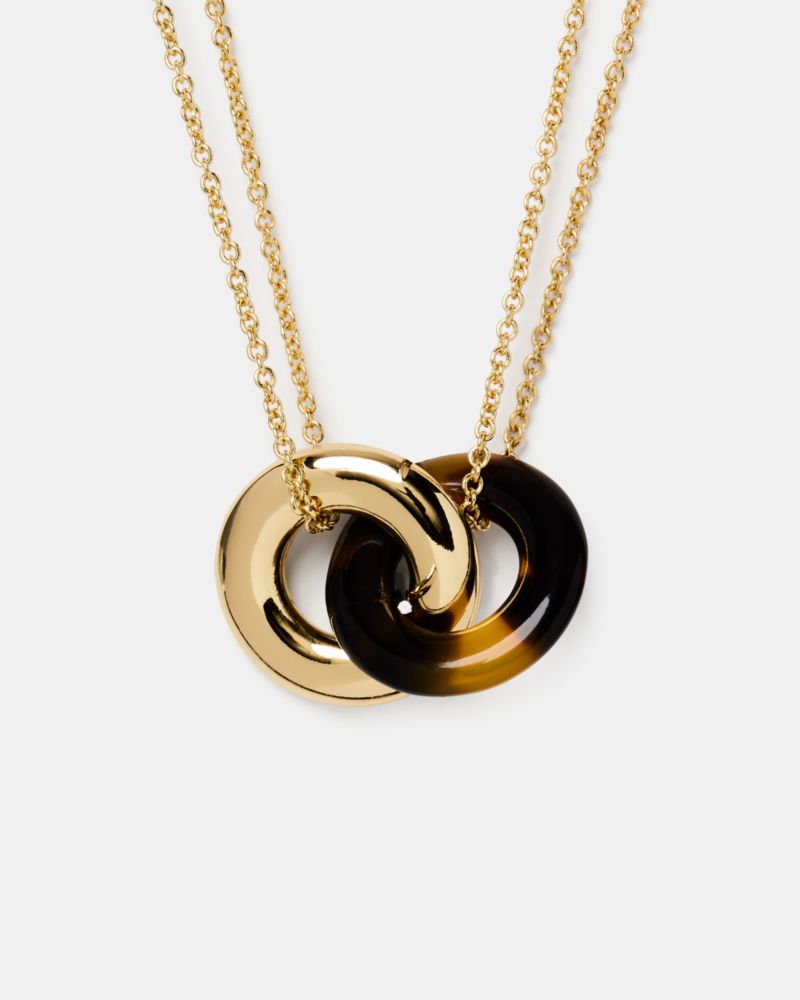 Kate Spade Interlock Small Pendant In Brown