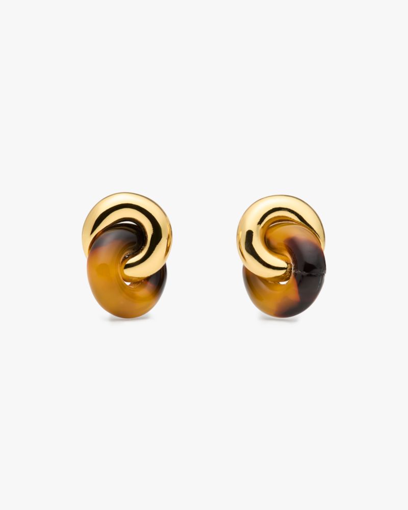 Kate Spade New York Interlock Tortoiseshell Look Stud Earrings In Brown