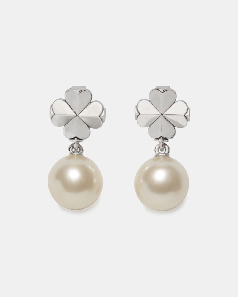 Spade Flower Pearl Drop Earrings