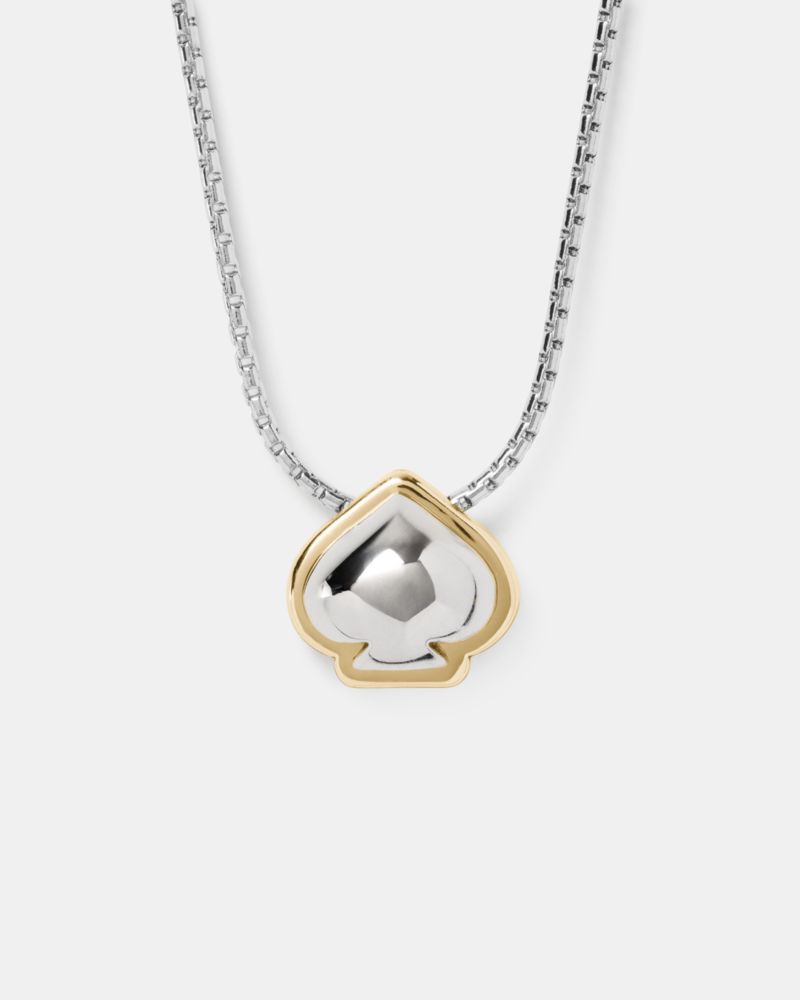 Kate Spade Two-tone Sculpted Spade Mini Pendant Necklace In Metallic