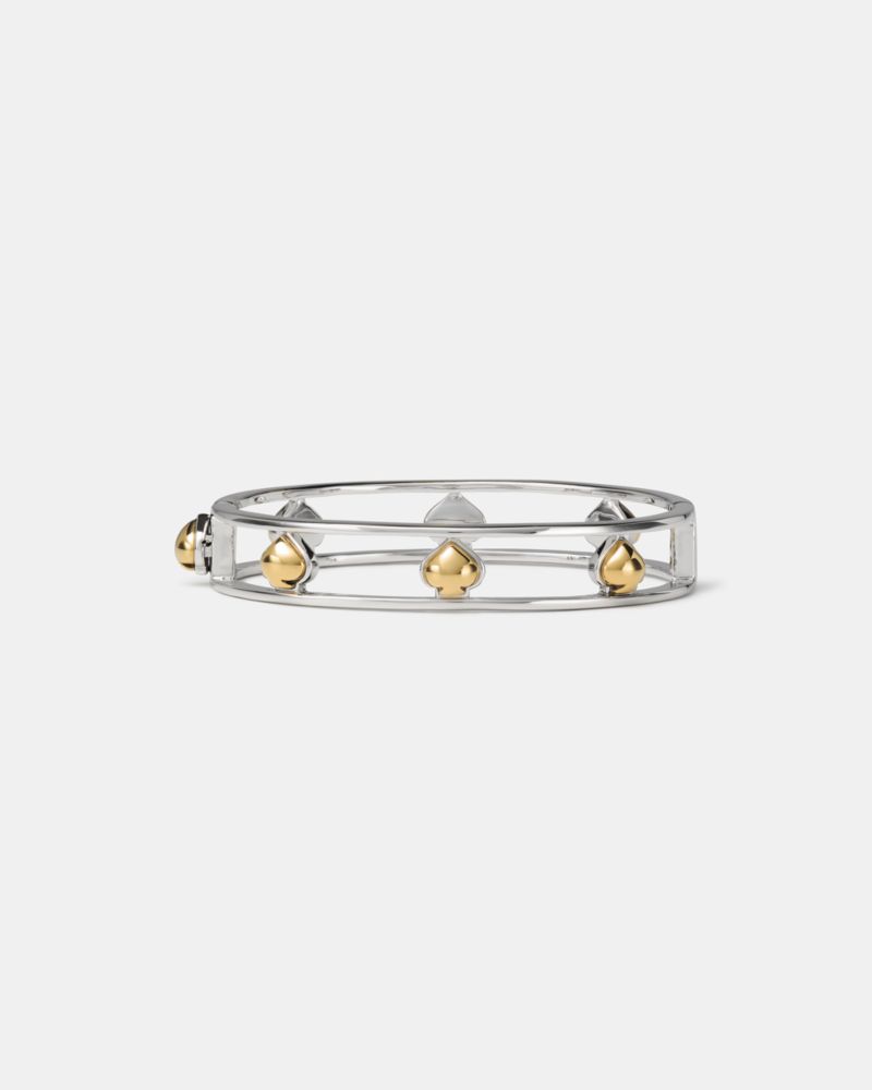 Kate Spade Two-tone Sculpted Spade Cut Out Bangle Bracelet In Metallic