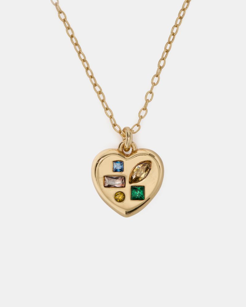 Kate Spade Cubic Zirconia Self-love Club Pendant Necklace In Gold