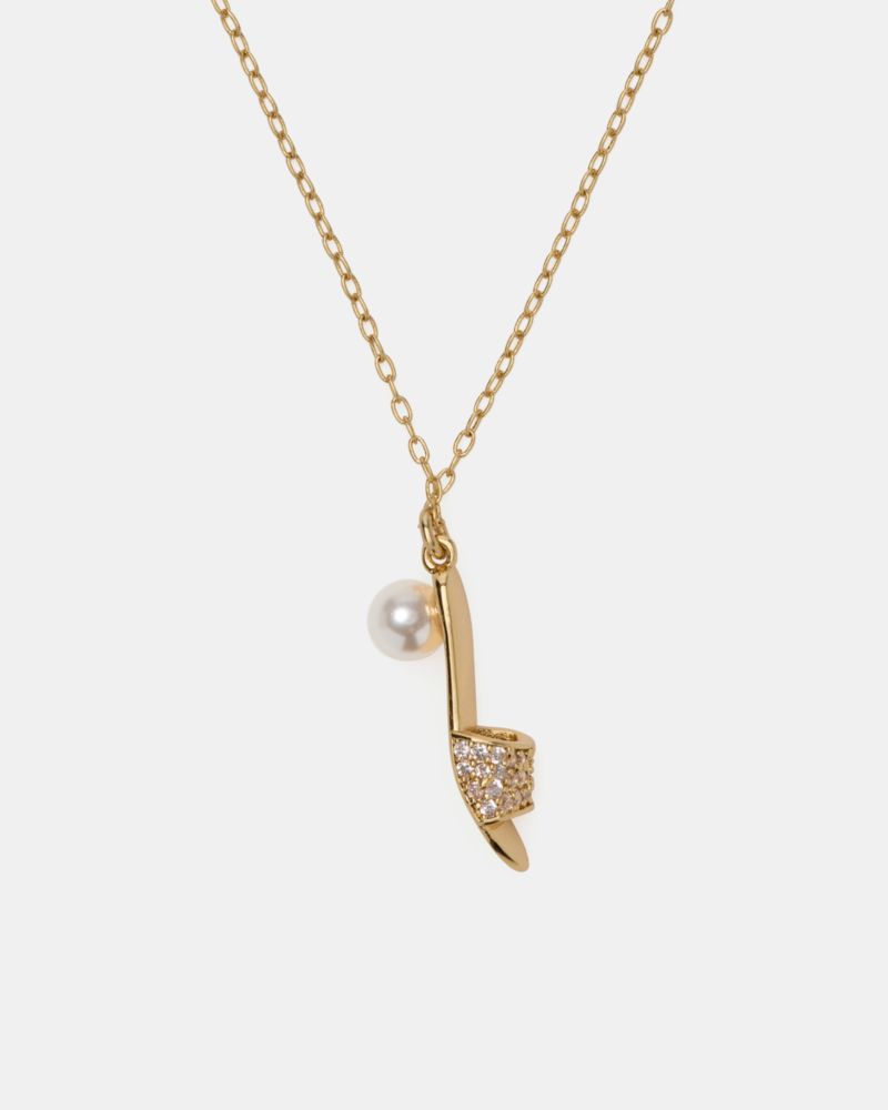 Kate Spade Cubic Zirconia And Imitation Pearl Life Of The Party Necklace In Gold