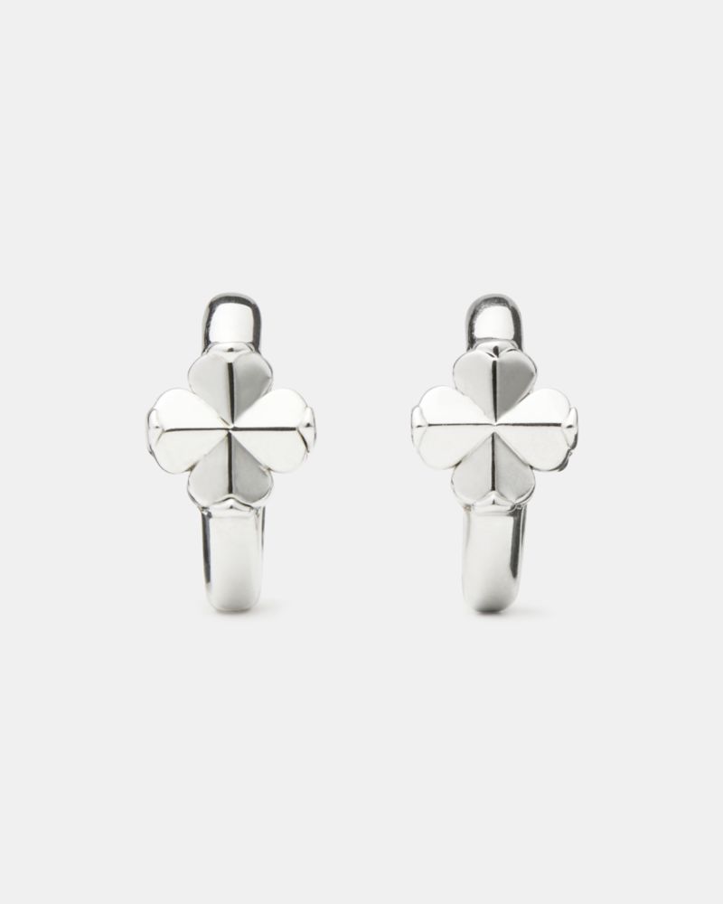 Kate Spade New York Spade Flower Huggie Hoop Earrings In Silver