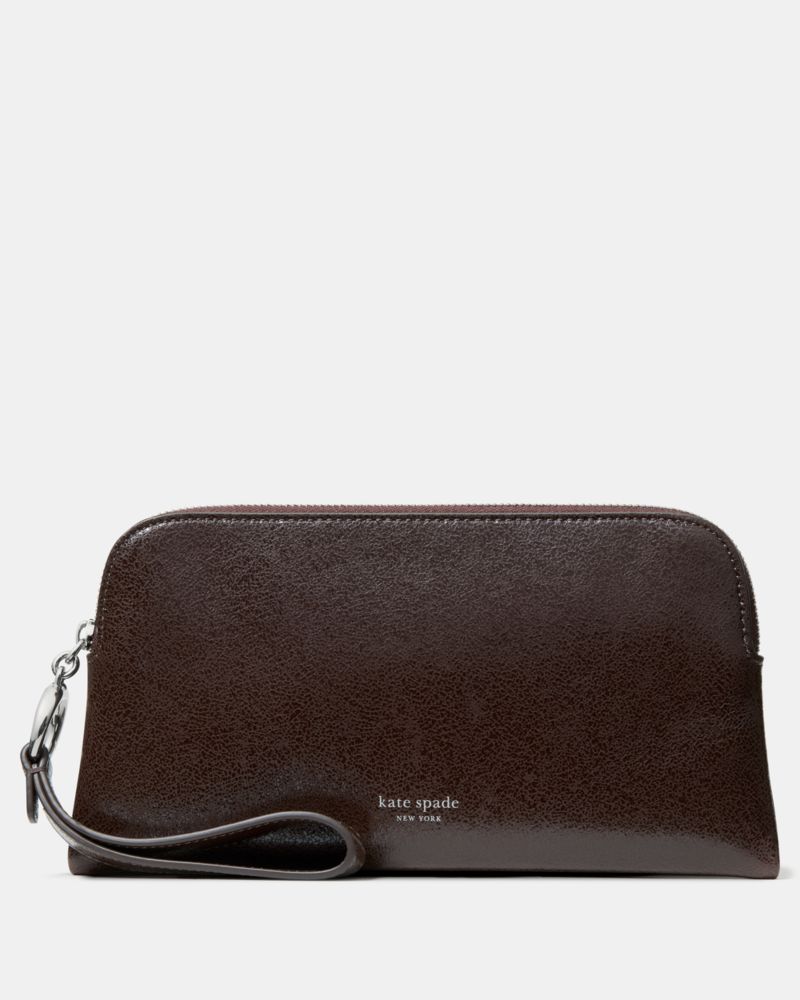 Kate Spade Halo Glazed Wristlet In Brown