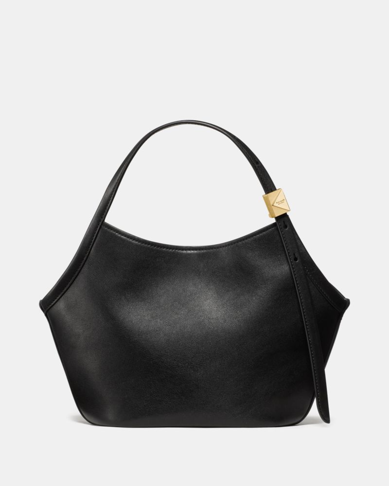 Kate Spade Deco Fine Grain Leather Small Tulip Tote In Black