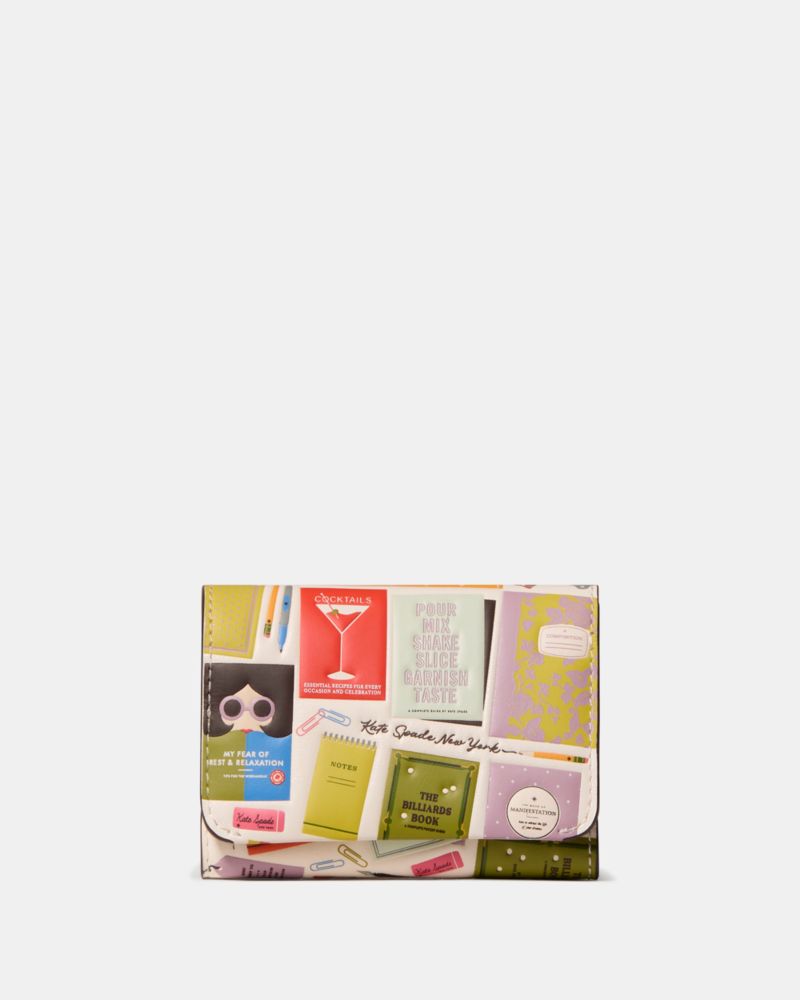 Kate Spade Page Turner Card Case Trifold Wallet In White