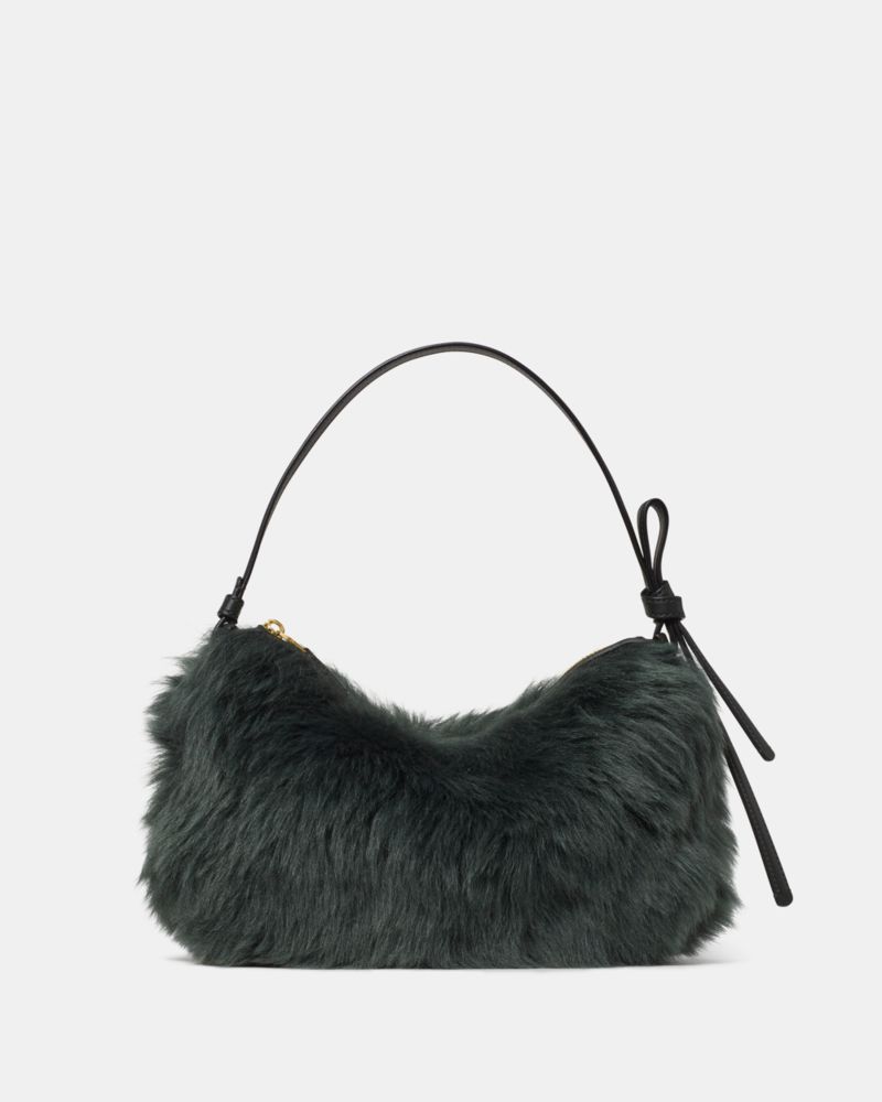 Kate Spade Loop Shearling Shoulder Bag In Gray