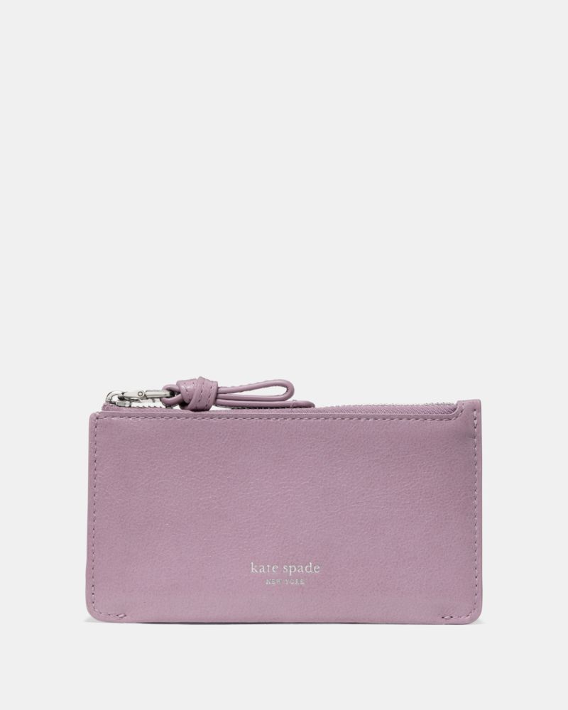 Kate Spade New York Loop Glazed Leather Card Case In Purple
