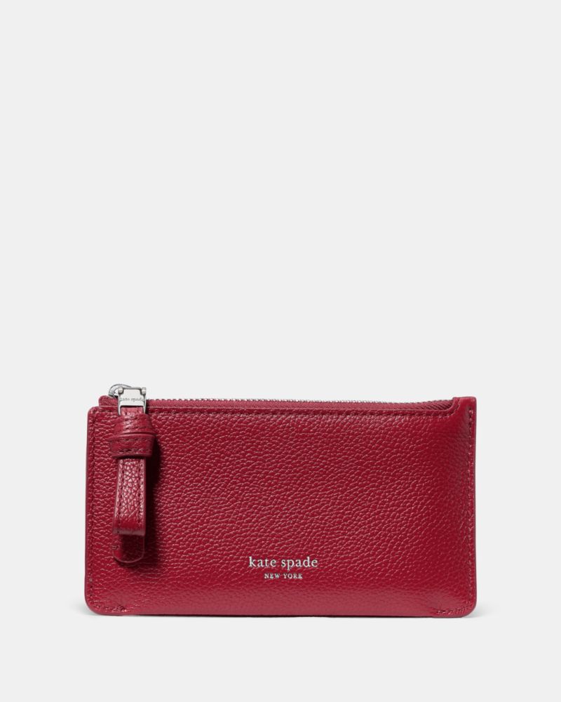 Kate Spade New York Loop Pebbled Leather Card Case In Red