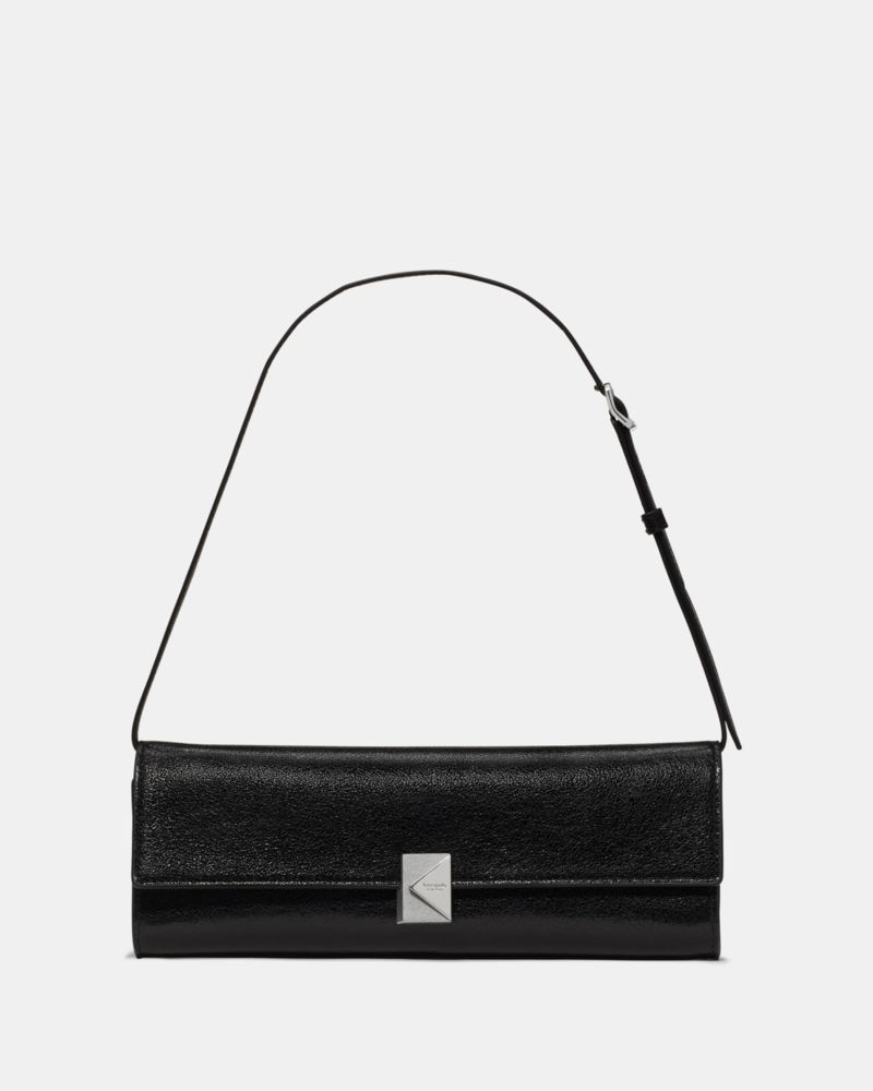 Kate Spade Deco Glazed Soft Mini Shoulder In Black