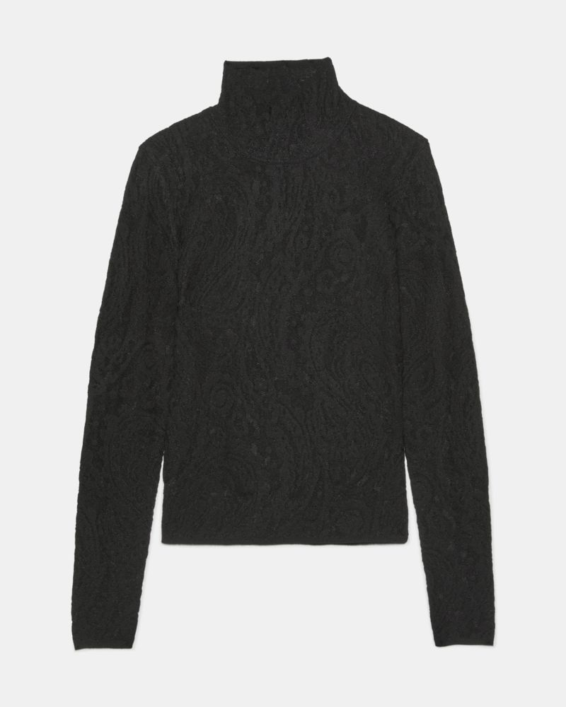 Lace Knit Turtleneck Top