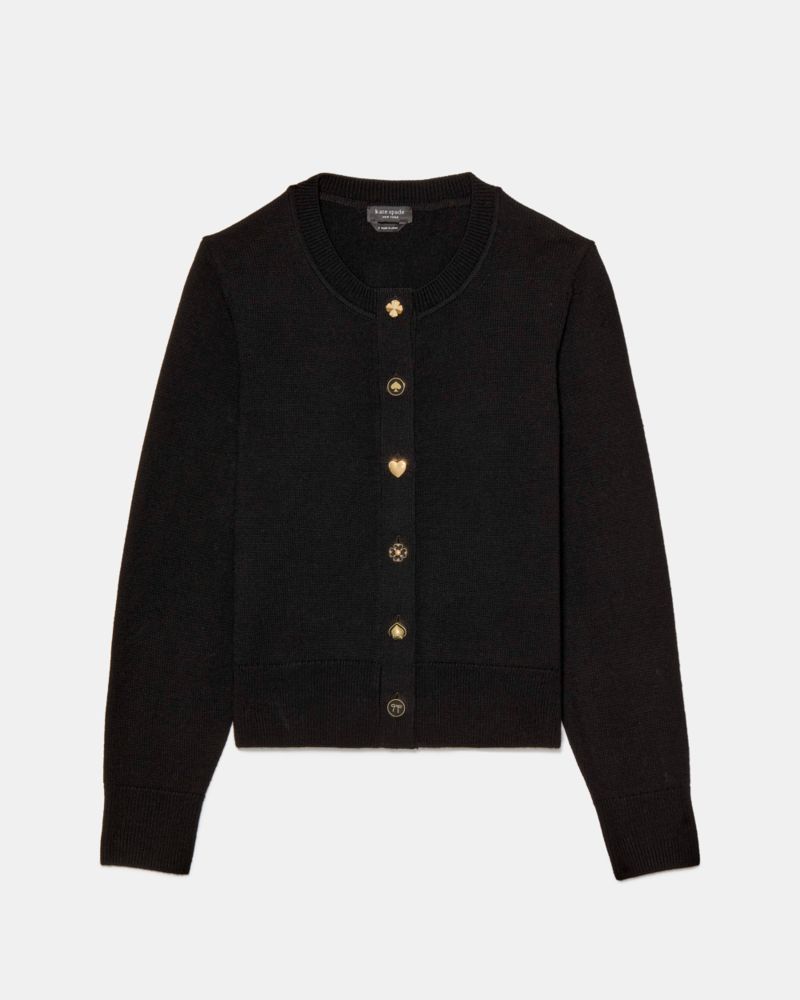 Kate Spade Novelty Button Nell Cardigan In Black