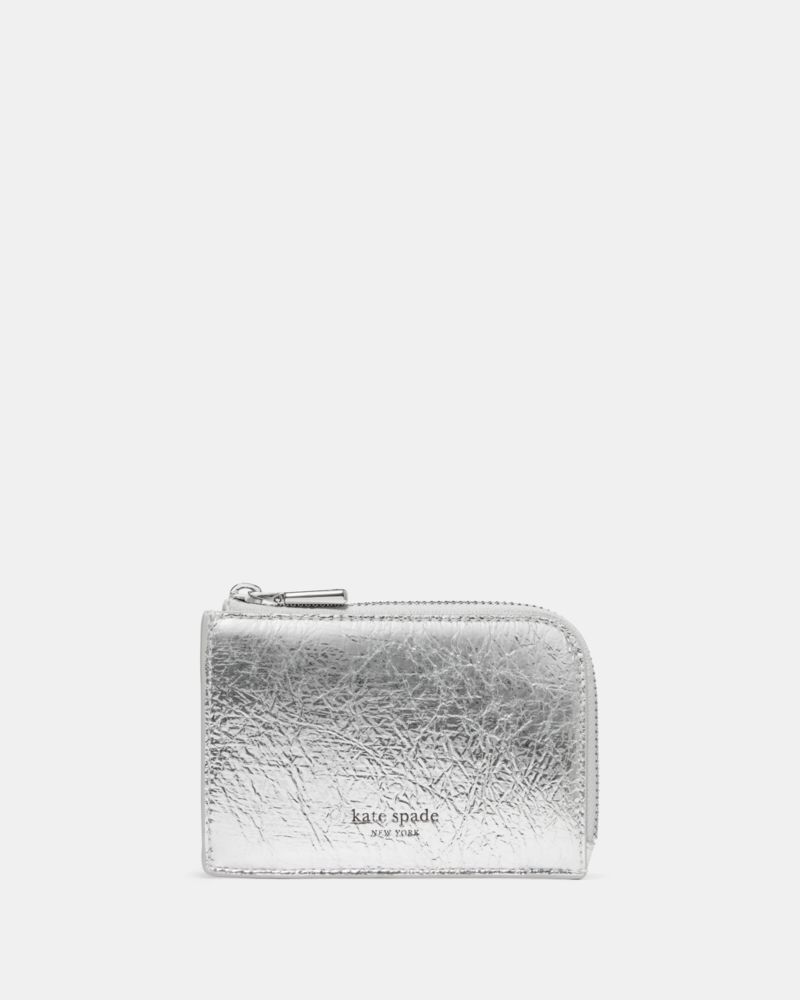 Kate Spade Crinkle Metallic Mini Zip Card Case