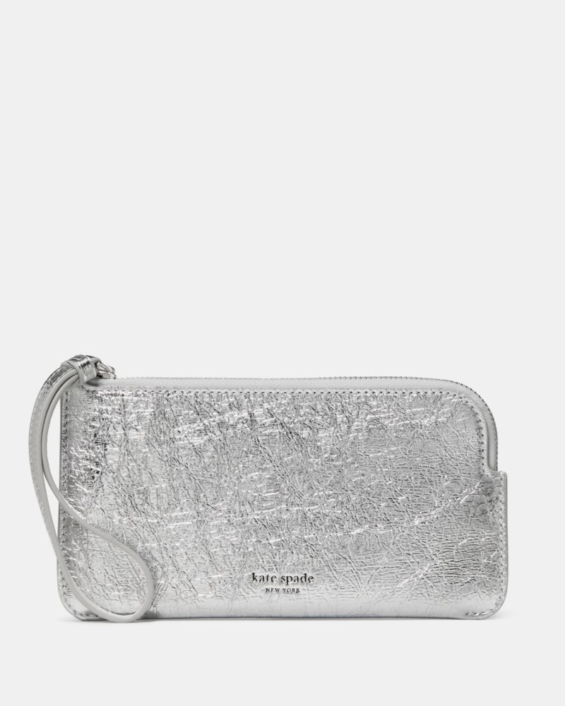 Kate Spade Zippy Crinkle Metallic Wristlet