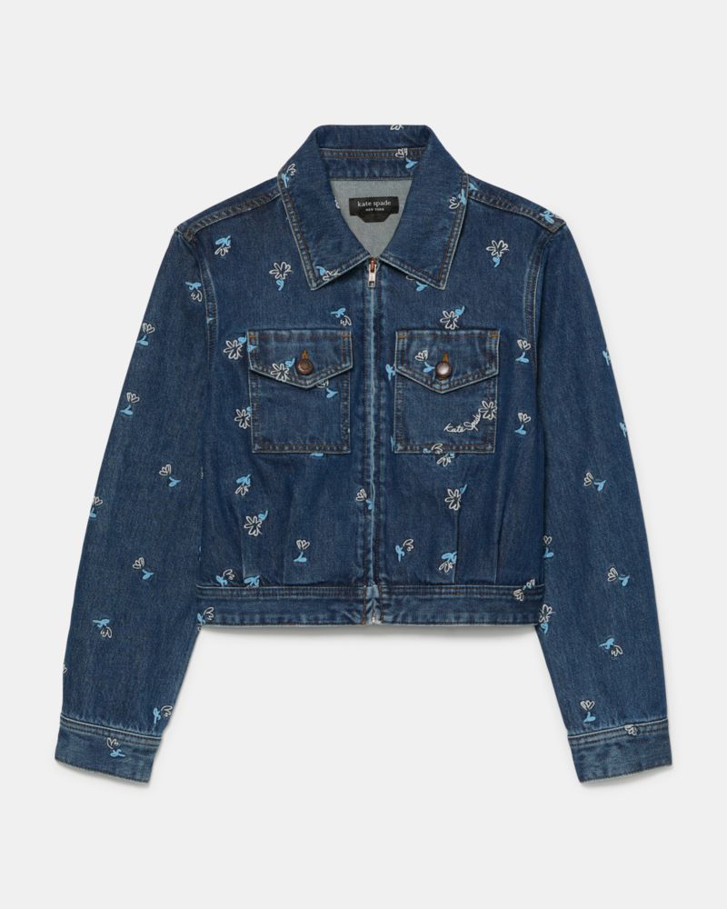 Vibrant Buds Embroidered Denim Jacket