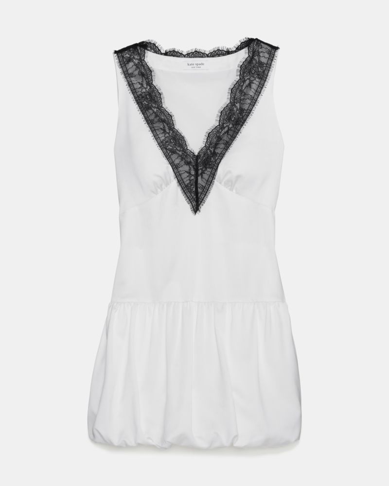 Kate Spade Lace Trim Satin Bubble Mini Dress