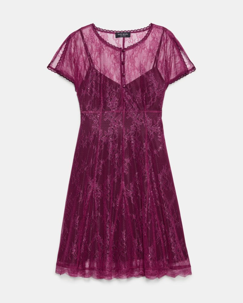 Kate Spade Lurex Lace Short Sleeve Mini Dress