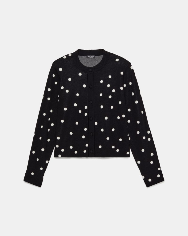 Kate Spade Enchanted Dot Nell Cardigan In Black