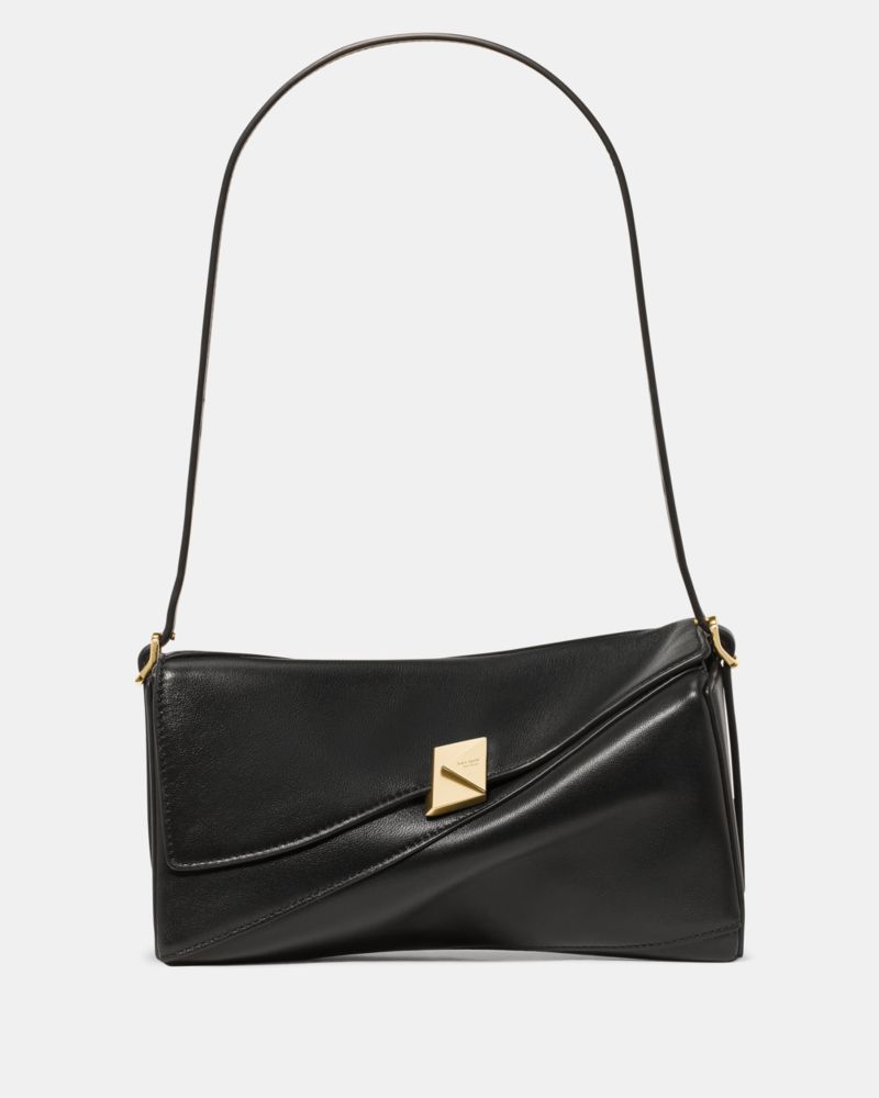 Kate Spade Deco Twisted Flap Shoulder Bag In Black