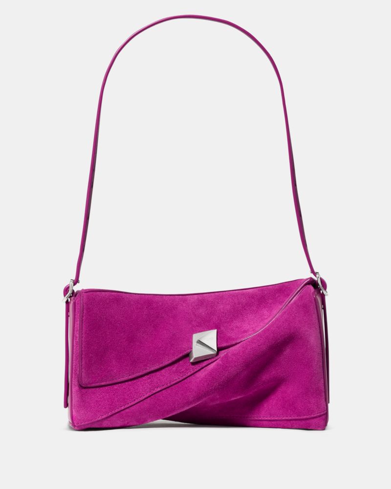 Kate Spade Deco Suede Twisted Flap Shoulder Bag In Red