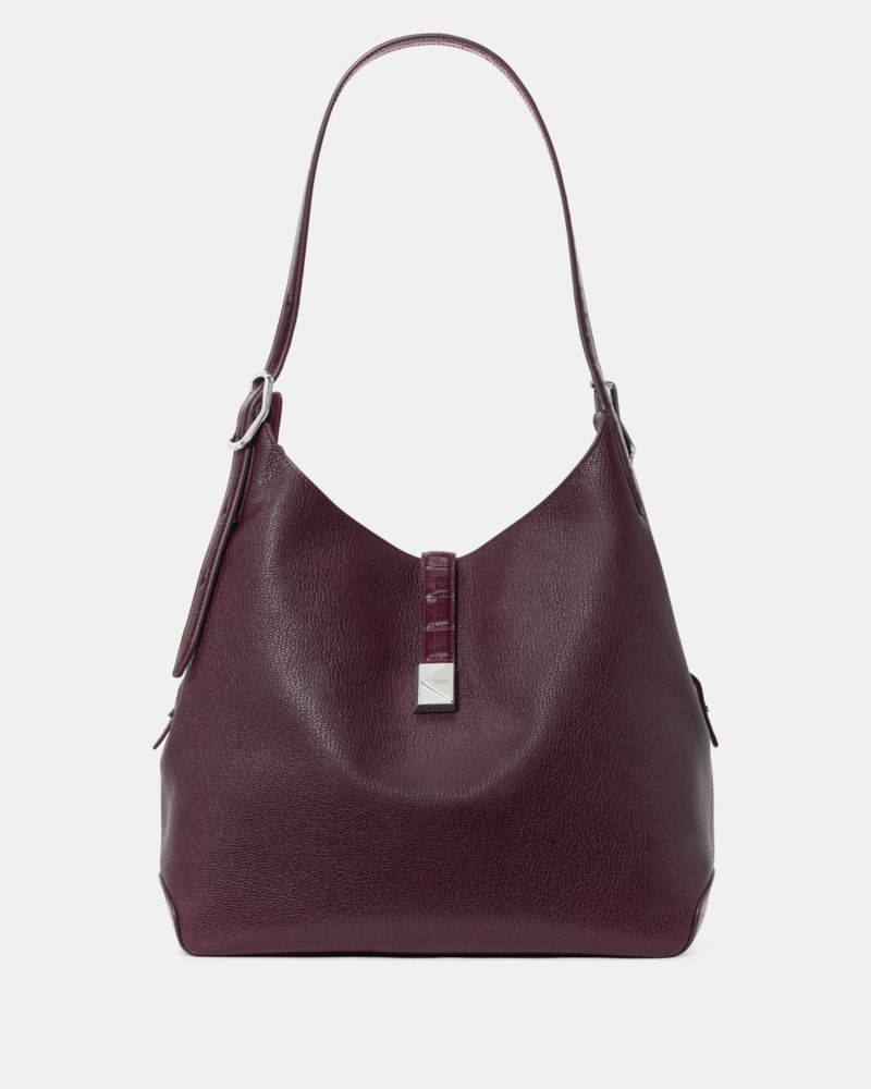 Kate Spade Deco Croc Embossed Large Shoulder Bag In Purple