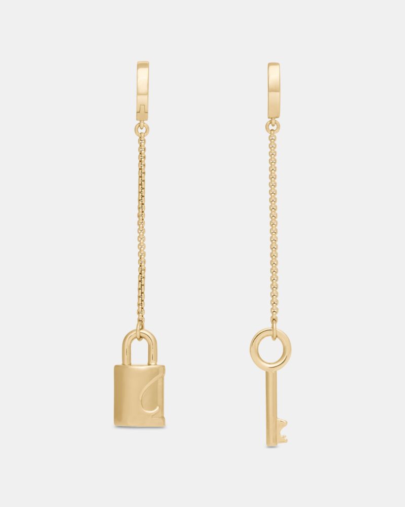 Kate Spade Lock Asymmetrical Linear Earrings