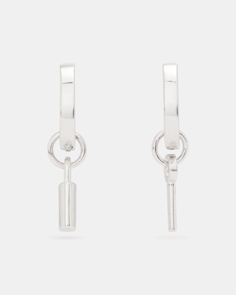 Kate Spade Lock Asymmetrical Drop Huggies