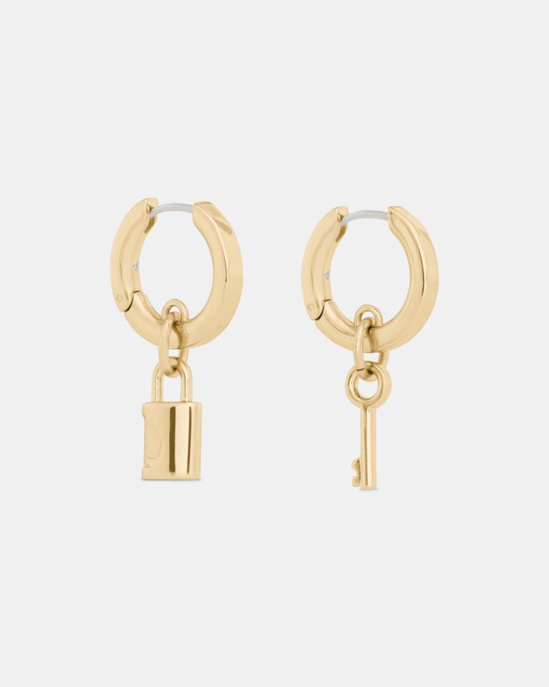 Kate Spade Lock Asymmetrical Drop Huggies