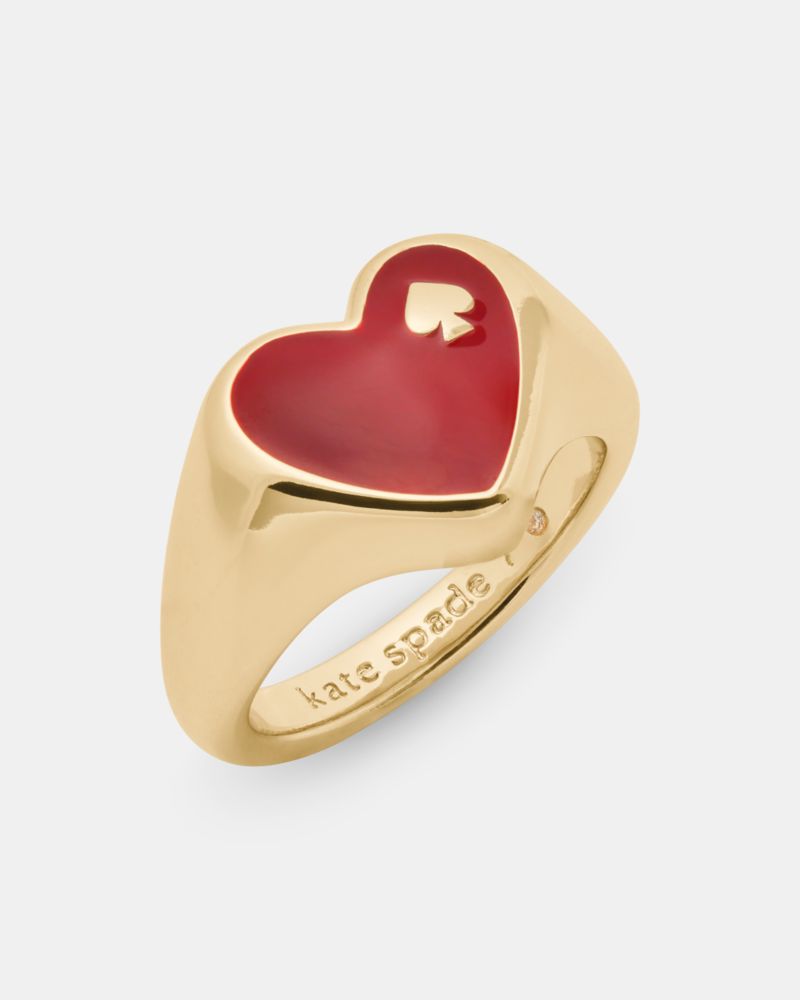 Kate Spade Heart And Spade Enamel Signet Ring In Red