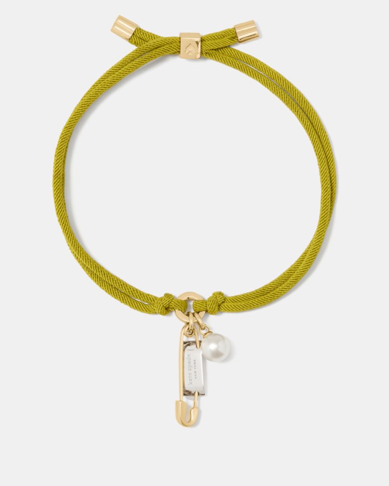 Kate Spade Bits And Baubles Sam Tag Cord Bracelet In Mixed Metal