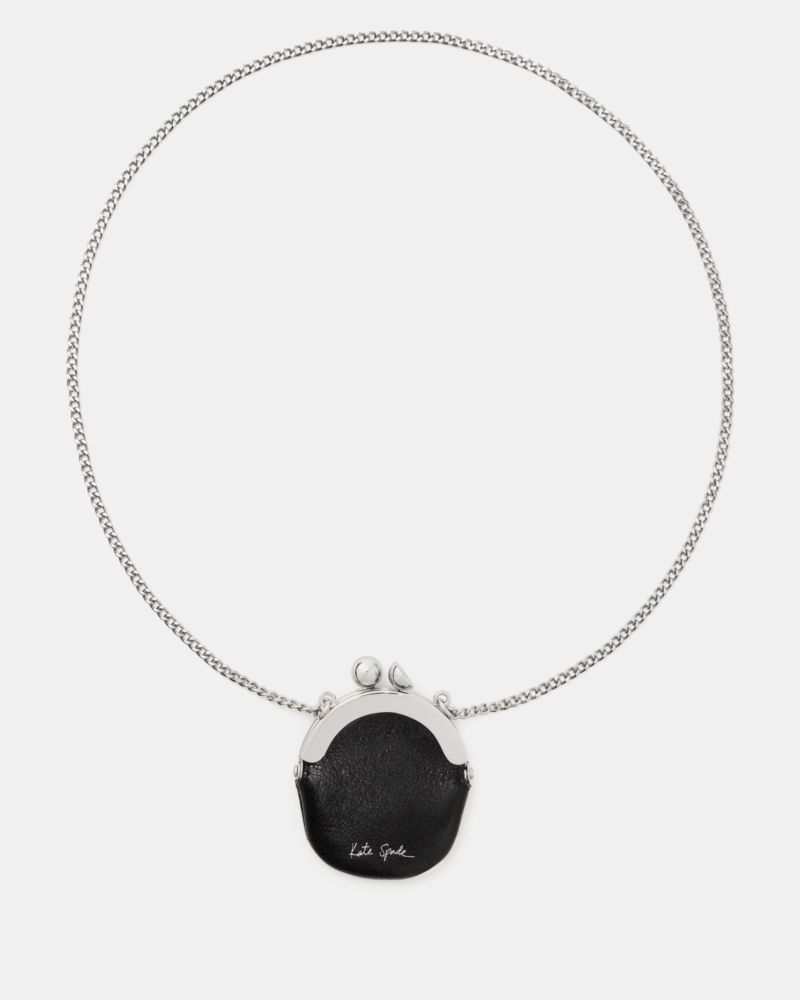 Kate Spade Charmed Shiny Leather Kisslock Lanyard, Black