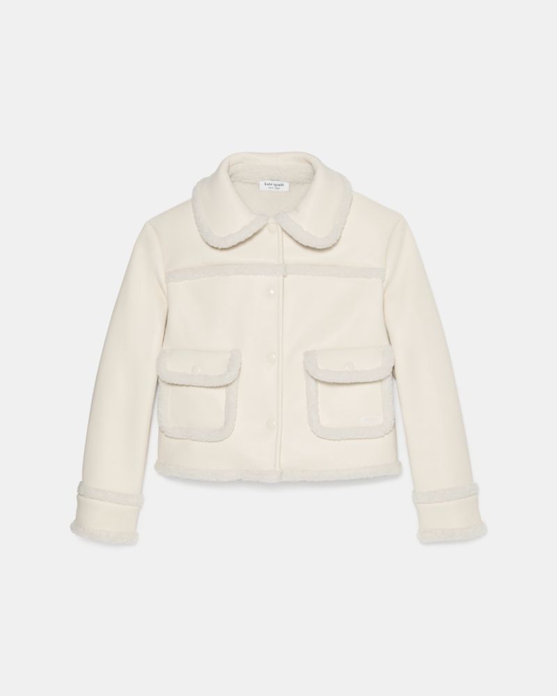 Kate Spade Cropped Sherpa Jacket, White - XXS