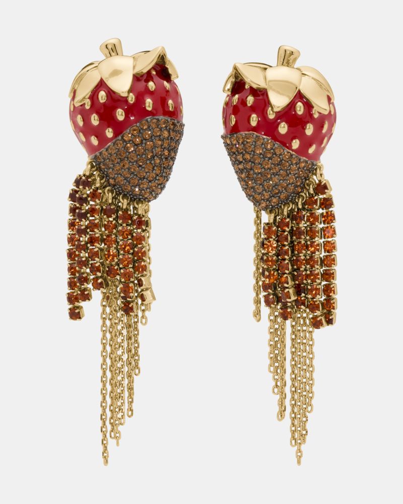 Kate Spade Caviar And Crimson Strawberry Statement Earrings